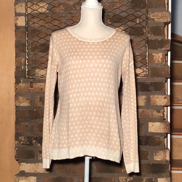 Kensie lightweight sweater tan with cream dots S - Picture 1 of 3
